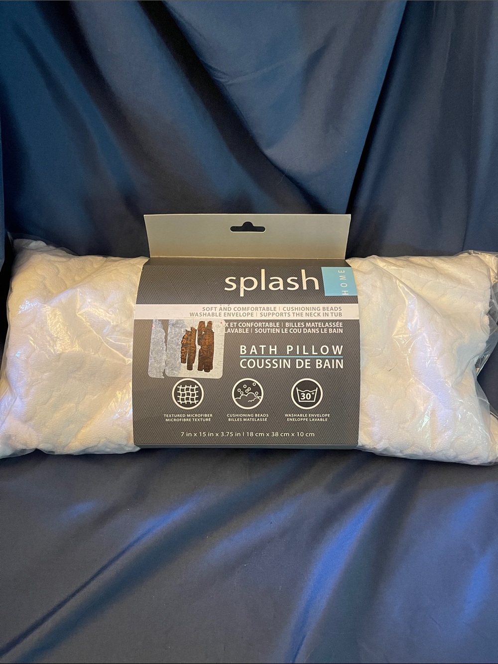 Splash White Bath Pillow with Soft Textured Surface
